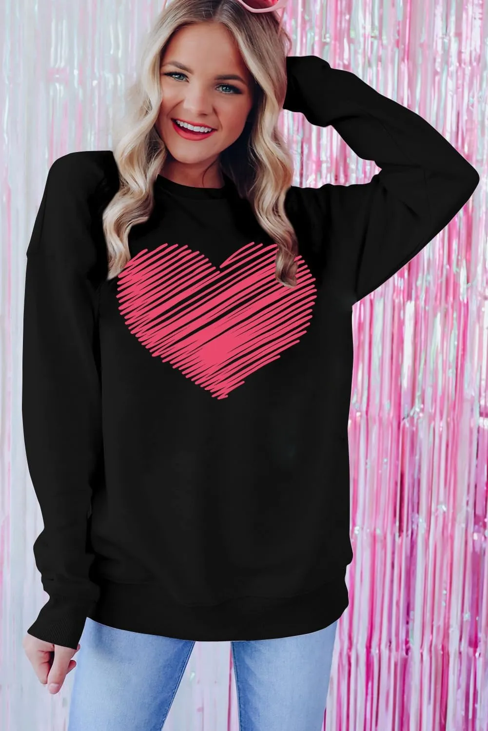 LHBNK Valentines Sweatshirt Women Love Heart Shirts Pullover Long Sleeve Tops