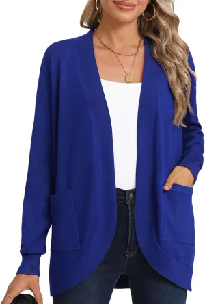 LILBETTER Womens Lightweight Cardigan with Pockets Long Sleeve Open Front Cardigan for Women