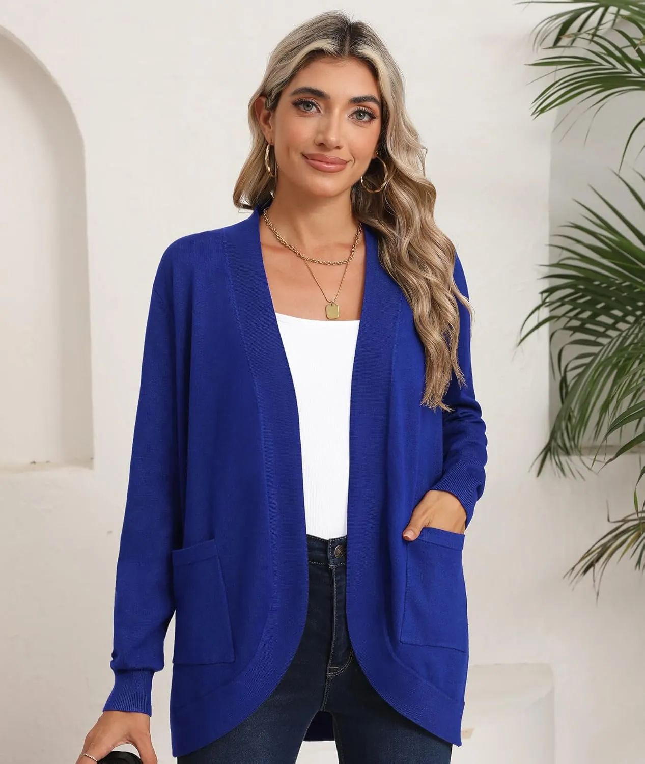 LILBETTER Womens Lightweight Cardigan with Pockets Long Sleeve Open Front Cardigan for Women
