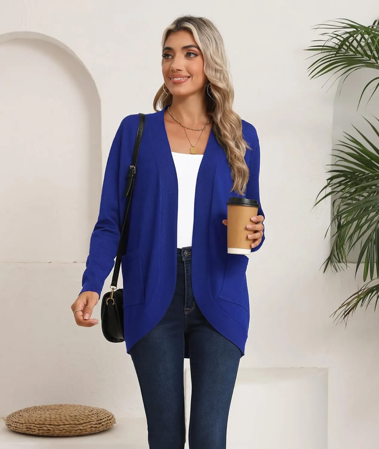 LILBETTER Womens Lightweight Cardigan with Pockets Long Sleeve Open Front Cardigan for Women