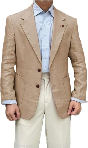 Linen Single Breasted Blazer for Men Slim Fit Notch Lapel Sport Coats Jacket for Business Wedding Prom
