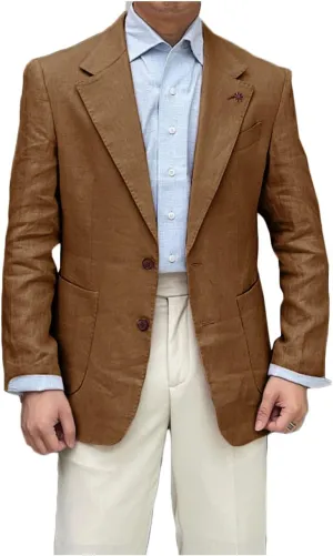 Linen Single Breasted Blazer for Men Slim Fit Notch Lapel Sport Coats Jacket for Business Wedding Prom