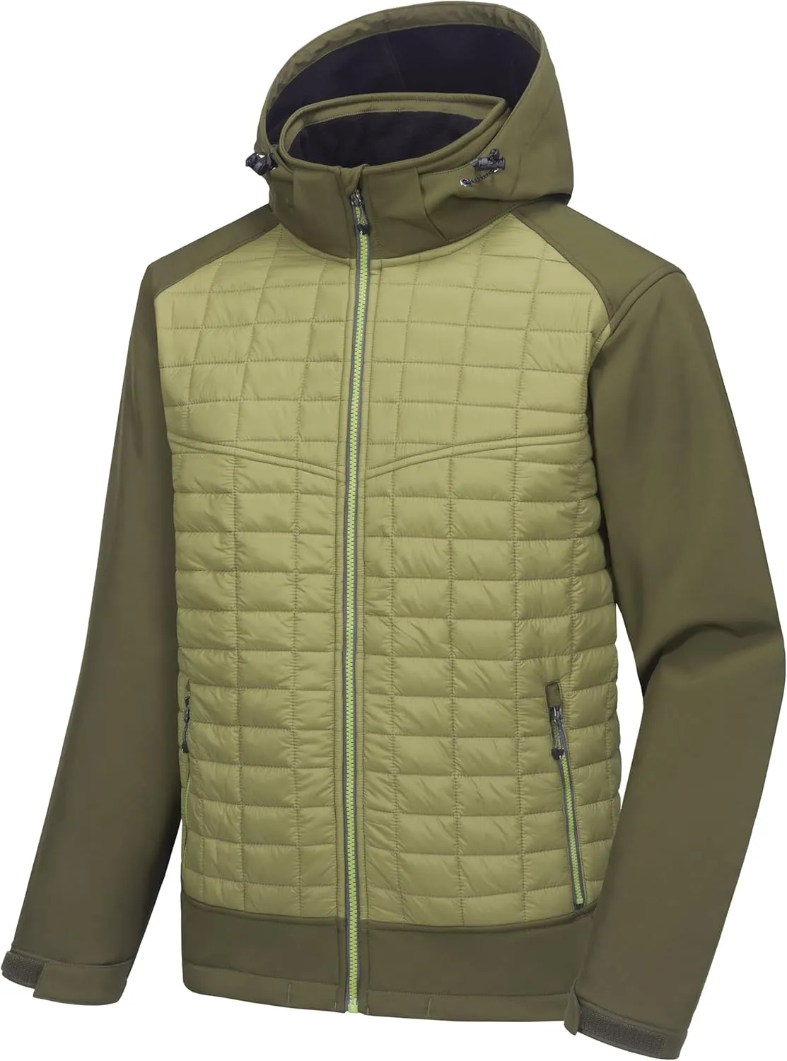 Little Donkey Andy Men's Lightweight Insulated Hybrid Jacket for Hiking Running Ski Thermal Warm with Removable Hood