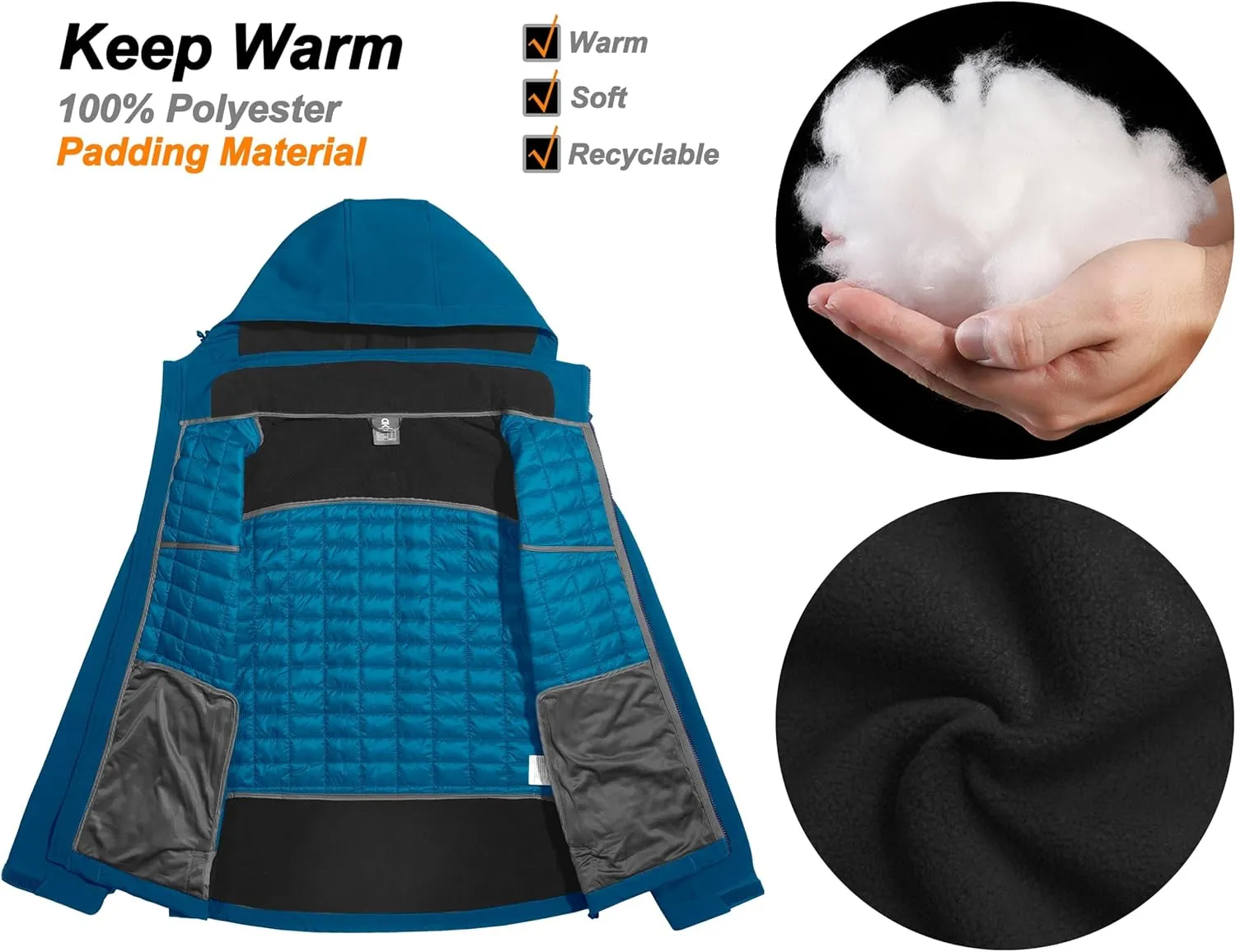 Little Donkey Andy Men's Lightweight Insulated Hybrid Jacket for Hiking Running Ski Thermal Warm with Removable Hood