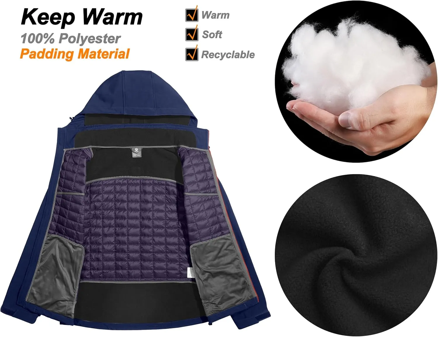 Little Donkey Andy Men's Lightweight Insulated Hybrid Jacket for Hiking Running Ski Thermal Warm with Removable Hood