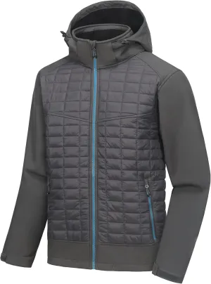 Little Donkey Andy Men's Lightweight Insulated Hybrid Jacket for Hiking Running Ski Thermal Warm with Removable Hood