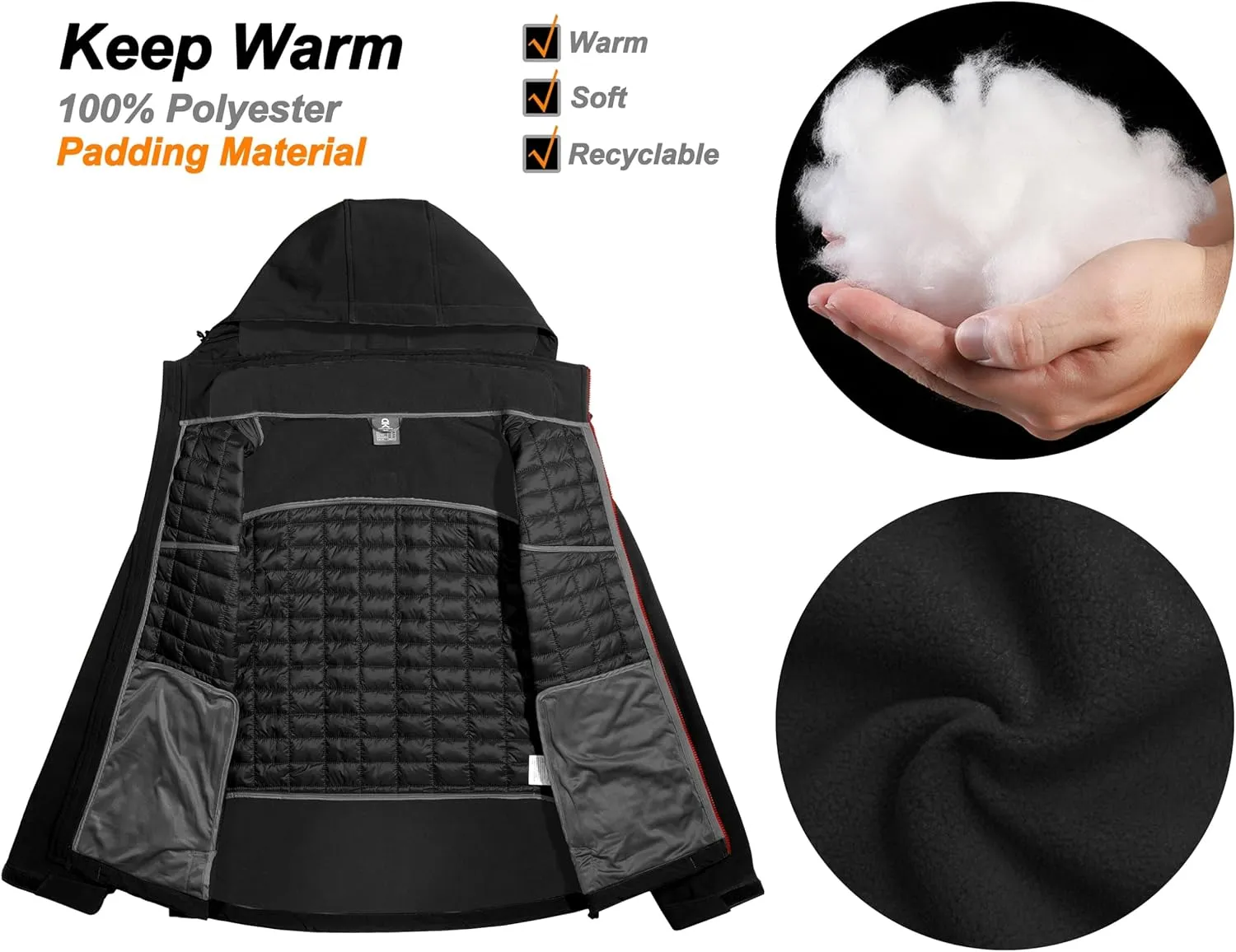 Little Donkey Andy Men's Lightweight Insulated Hybrid Jacket for Hiking Running Ski Thermal Warm with Removable Hood