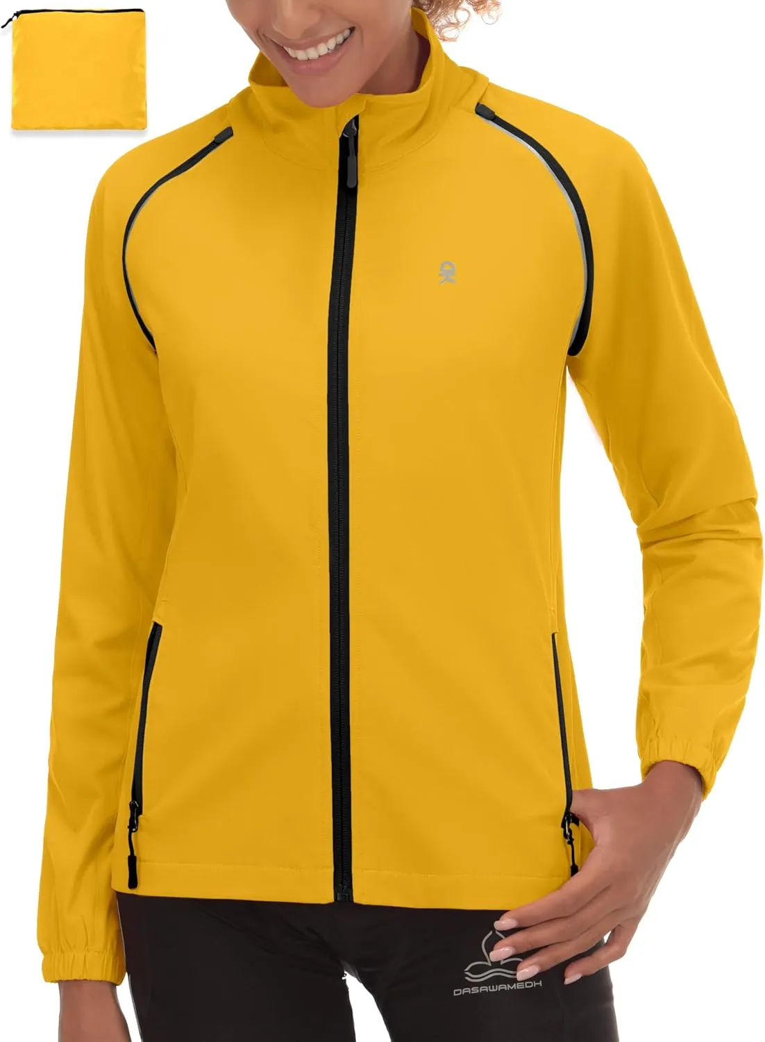 Little Donkey Andy Women's Lightweight Waterproof Cycling Jacket with Removable Sleeves for Biking Running Golf