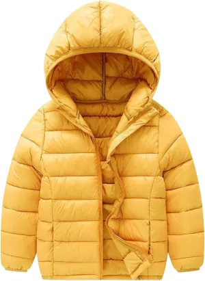 Little Girls and Boys Lightweight Puffer Jackets Waterproof Quilted Jacket Hooded Fashion Winter Down Jacket Coats