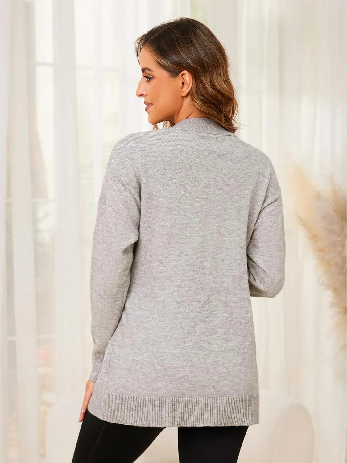 Liu & Qu Women's V-Neck Maternity Sweater Tops Tie Front Wrap Knit Maternity Shirts Pregnancy Clothes