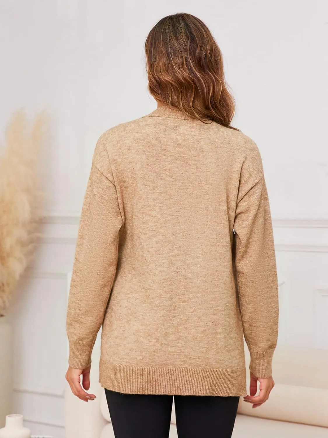 Liu & Qu Women's V-Neck Maternity Sweater Tops Tie Front Wrap Knit Maternity Shirts Pregnancy Clothes