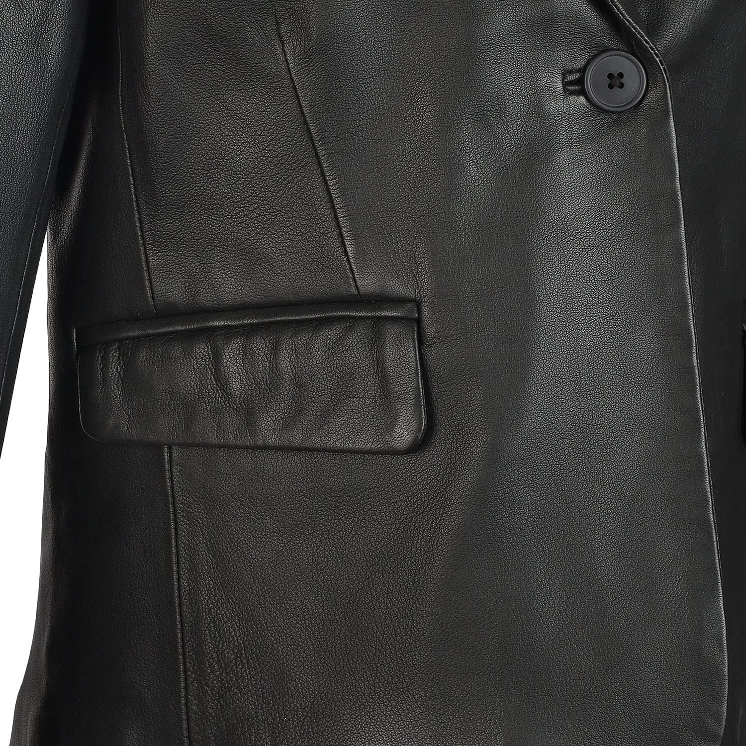 LL LEATHER LOVERS Women's Leather Coat - One Button Down Closure Round Neck Lambskin Leather Bike Riding Coat For Girl