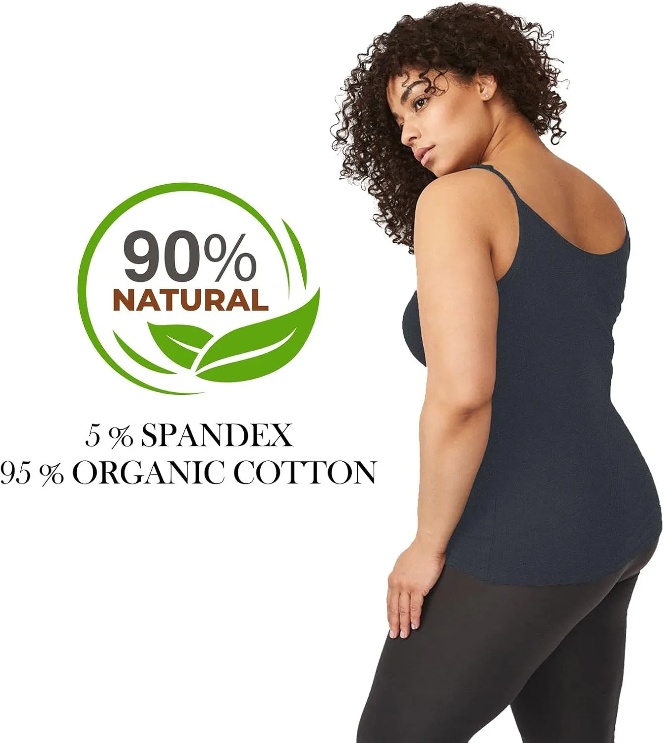 Maggie's Organic Cotton Camisole - Silky Soft Fabric - Cotton Spandex Base Layer with Adjustable Straps