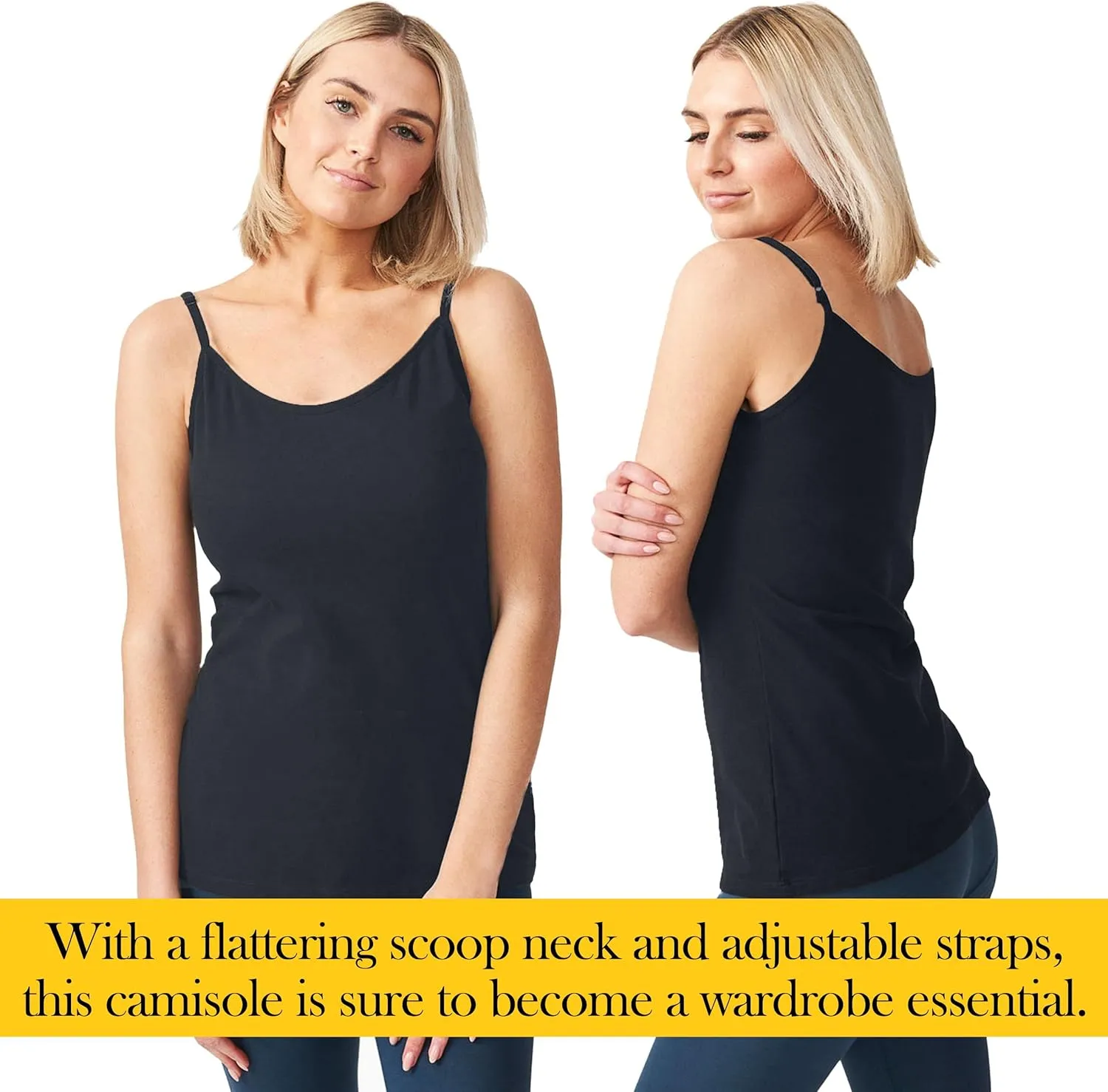 Maggie's Organic Cotton Camisole - Silky Soft Fabric - Cotton Spandex Base Layer with Adjustable Straps