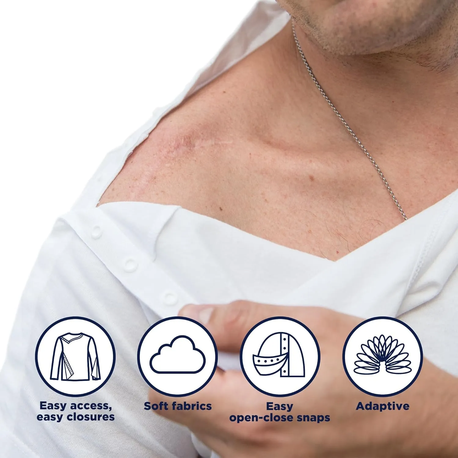 MAI Post Shoulder Surgery Shirts for Men - Tear Away Recovery Shirt, Premium Chemotherapy Clothing | Breathable & Comfortable