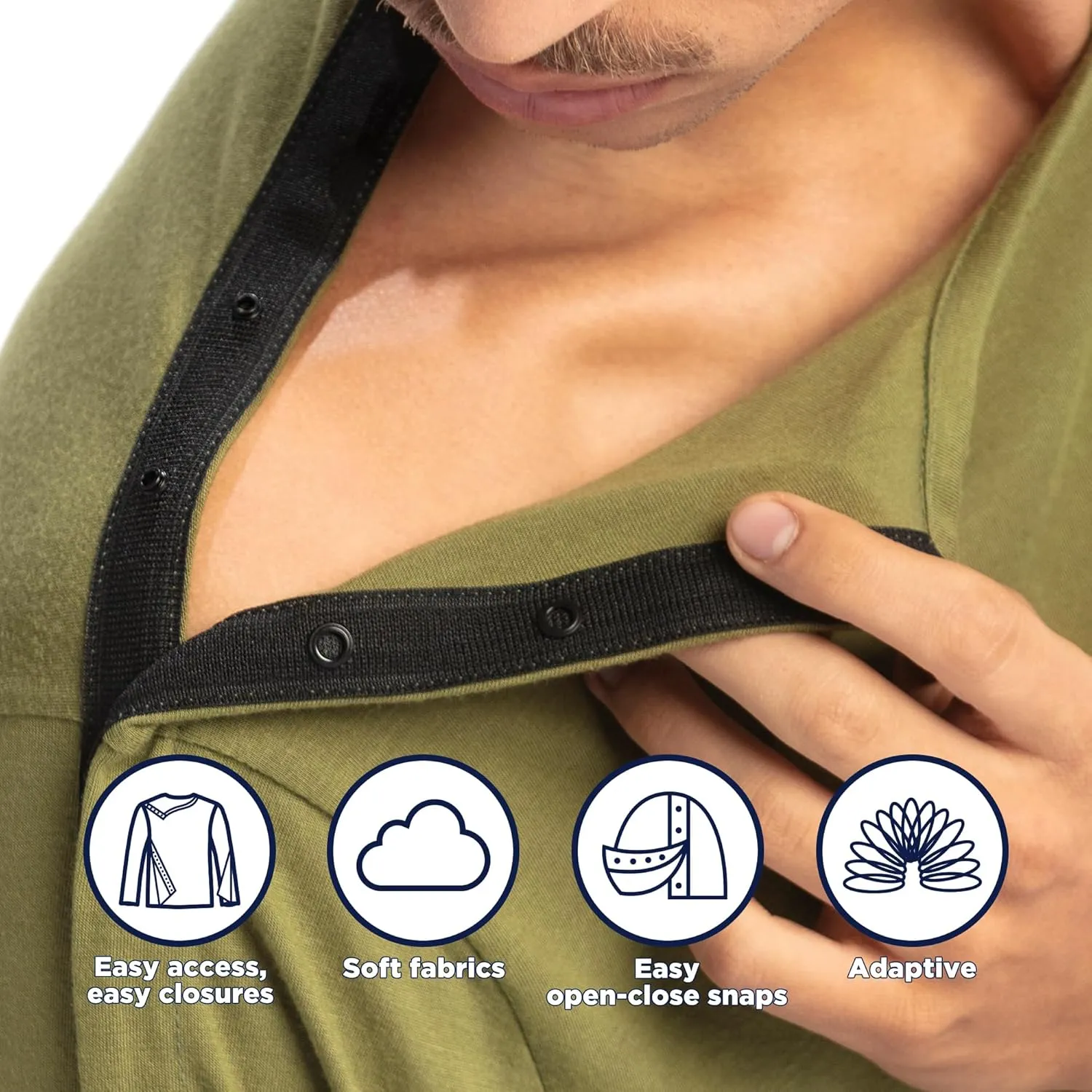 MAI Post Shoulder Surgery Shirts for Men - Tear Away Recovery Shirt, Premium Chemotherapy Clothing | Breathable & Comfortable