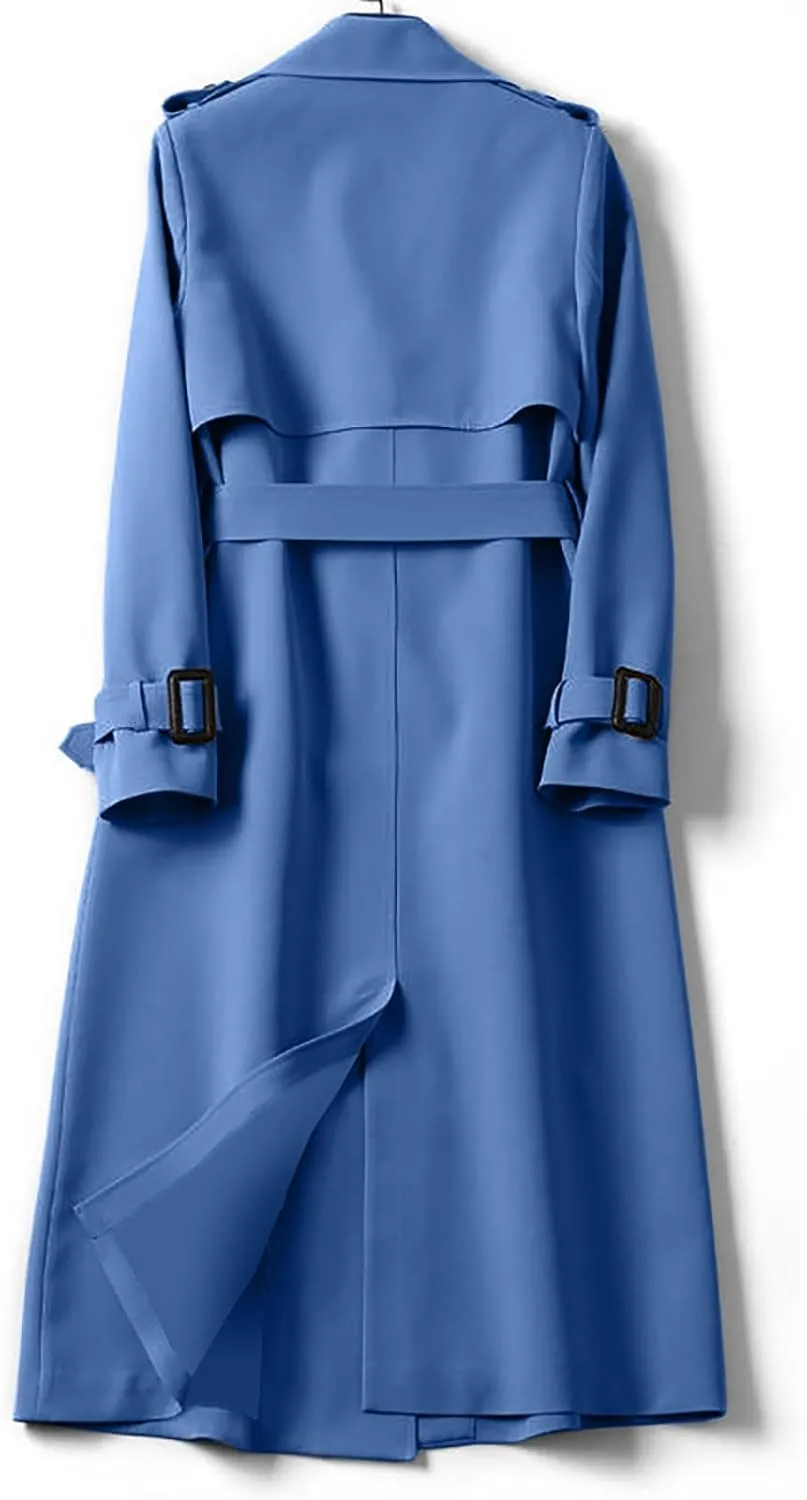 maisdgop Long Winter Coats for Women Casual Double Breasted Woolen Cloth Trench Coat Long Sleeve Open Front Lapel Overcoat