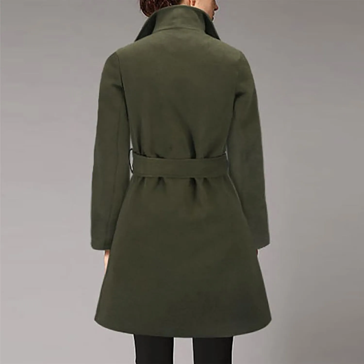 maisdgop Long Winter Coats for Women Casual Double Breasted Woolen Cloth Trench Coat Long Sleeve Open Front Lapel Overcoat