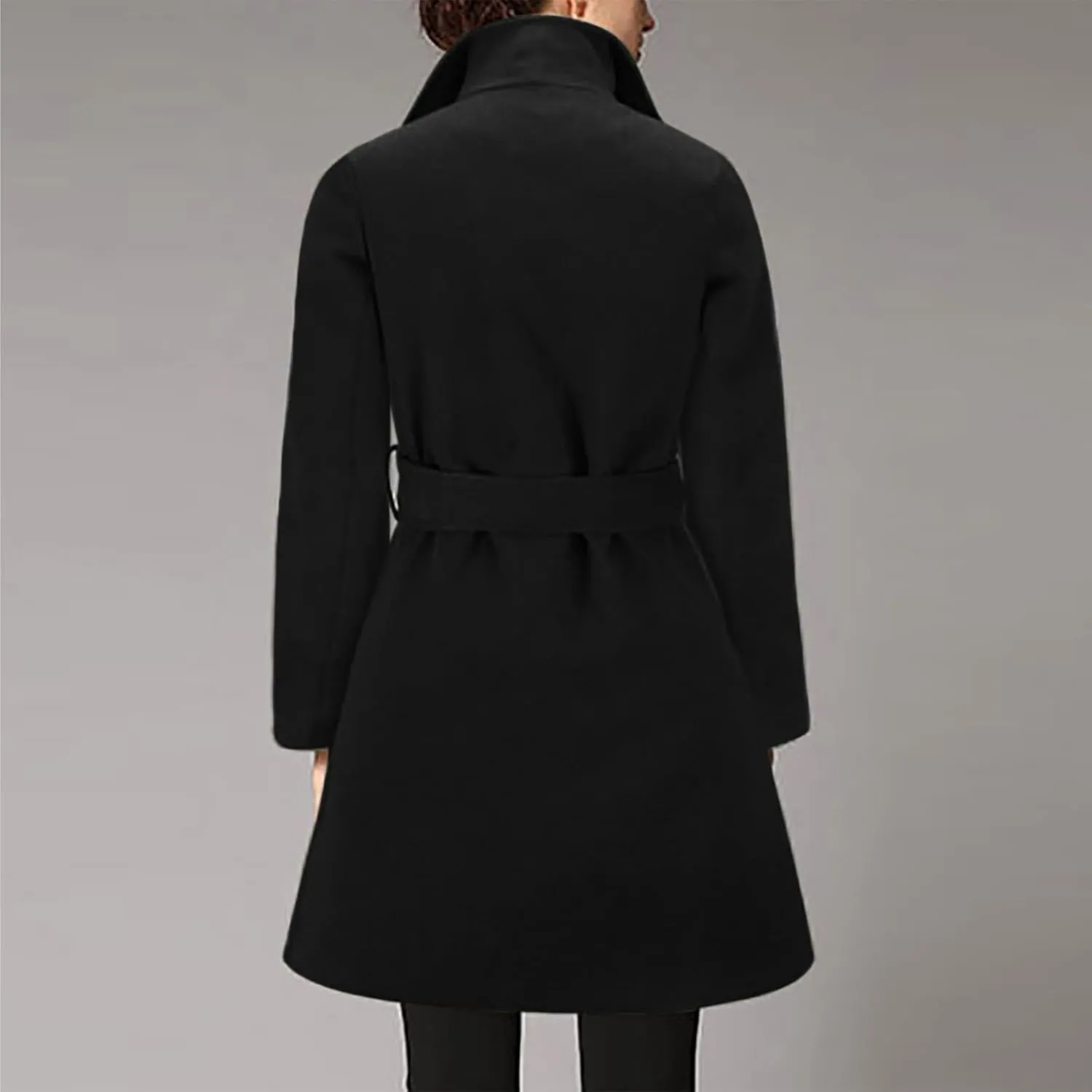 maisdgop Long Winter Coats for Women Casual Double Breasted Woolen Cloth Trench Coat Long Sleeve Open Front Lapel Overcoat