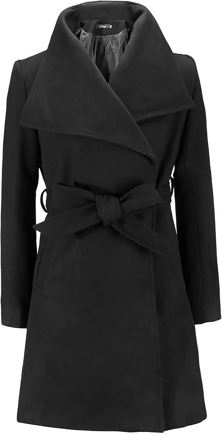 maisdgop Long Winter Coats for Women Casual Double Breasted Woolen Cloth Trench Coat Long Sleeve Open Front Lapel Overcoat