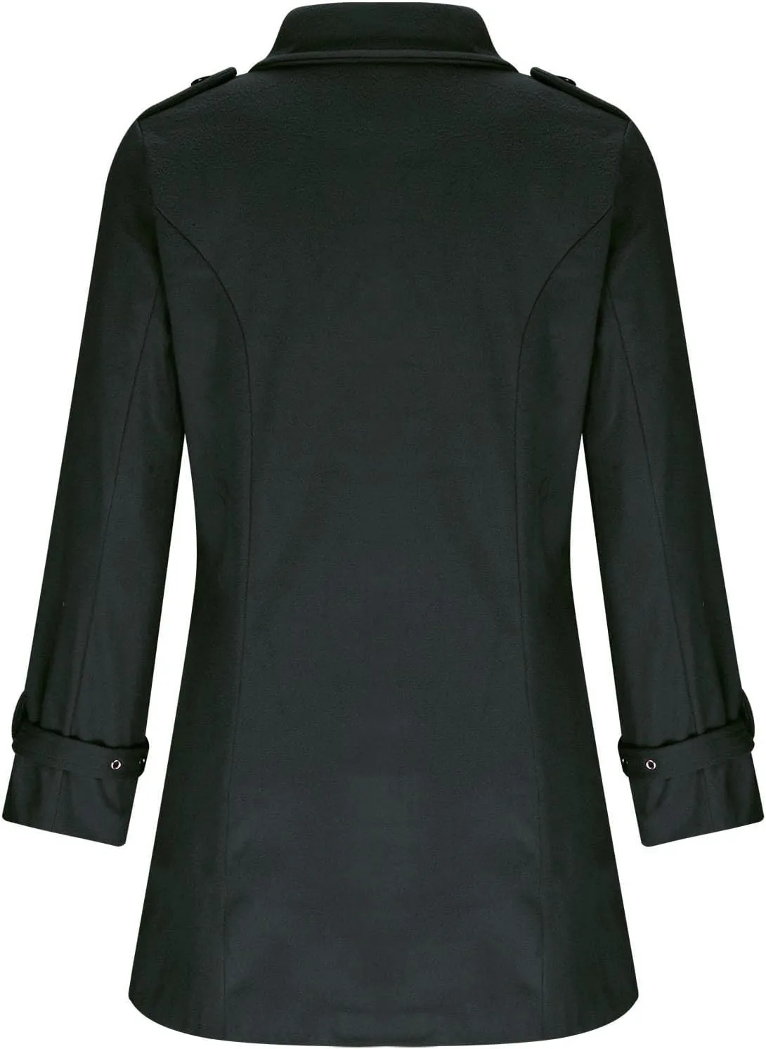 maisdgop Trench Coat for Women Long Sleeve Lapel Pea Coats Winter Double Breasted Windbreaker Casual Comfy Woolen Overcoat