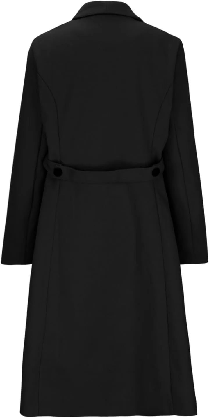 maisdgop Winter Coats for Women Long Sleeve Lapel Trench Coat Trendy Double Breasted Open Front Woolen Cloth Windbreaker