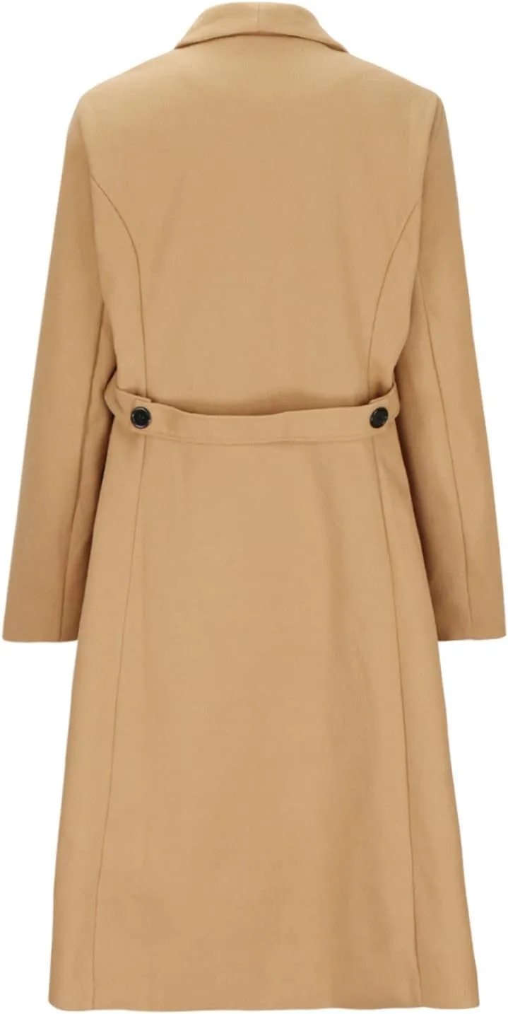 maisdgop Winter Coats for Women Long Sleeve Lapel Trench Coat Trendy Double Breasted Open Front Woolen Cloth Windbreaker