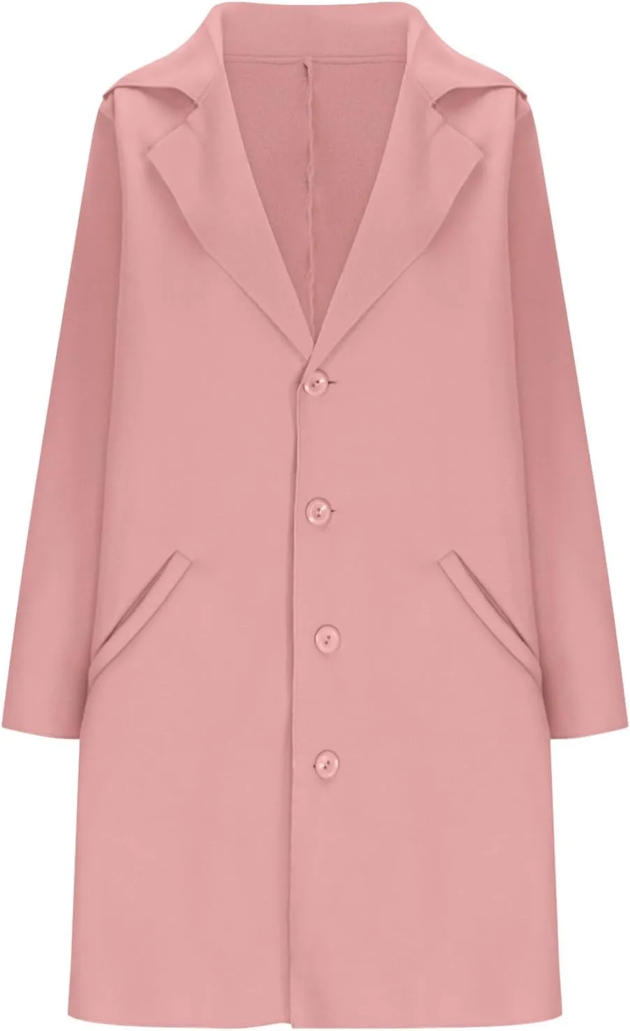 maisdgop Winter Trench Coat Women Single Breasted Open Front Woolen Cloth Jacket Mid Length Long Sleeve Lapel Windbreaker