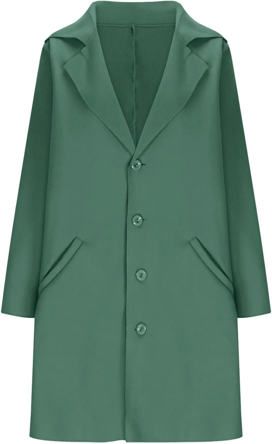 maisdgop Winter Trench Coat Women Single Breasted Open Front Woolen Cloth Jacket Mid Length Long Sleeve Lapel Windbreaker