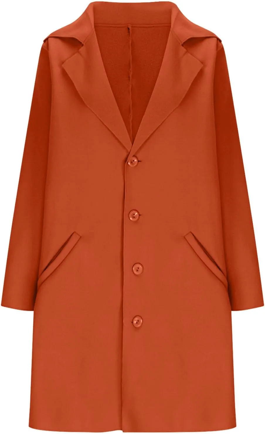 maisdgop Winter Trench Coat Women Single Breasted Open Front Woolen Cloth Jacket Mid Length Long Sleeve Lapel Windbreaker