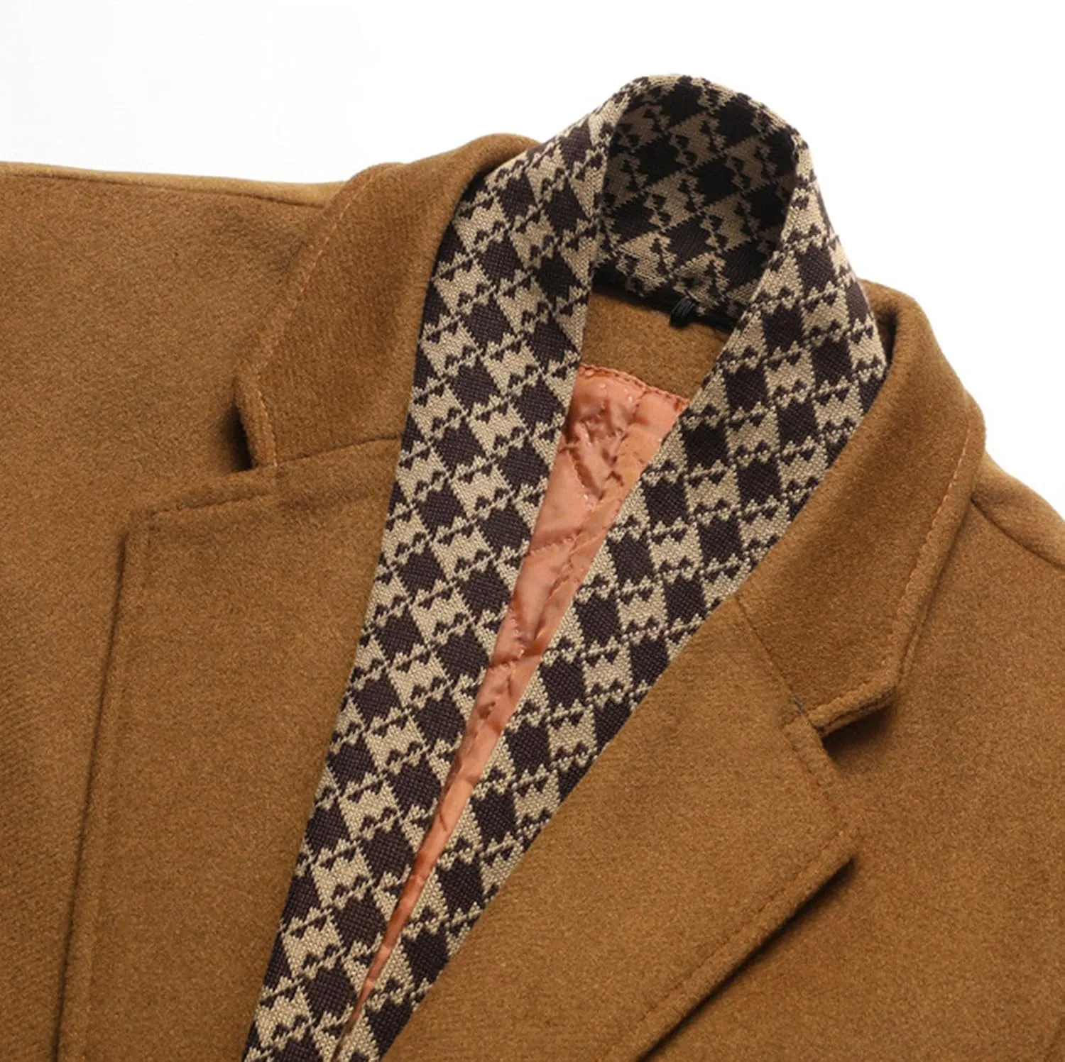 Maiyifu-GJ Men's Lapel Quilted Wool Blend Coat Detachable Scarf Single Breasted Pea Coat Casual Warm Winter Trench Coats