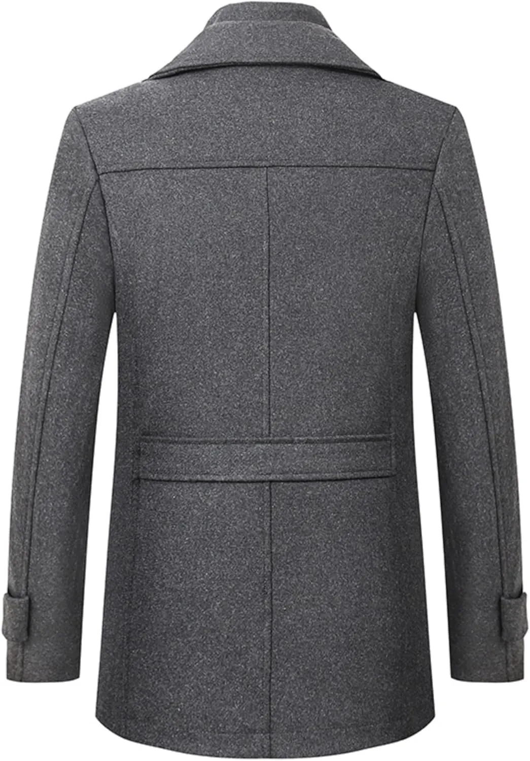 Maiyifu-GJ Men's Mock Neck Wool Blend Peacoat Double Breasted Slim Fit Trench Jackets Fashion Warm Mid Long Overcoat