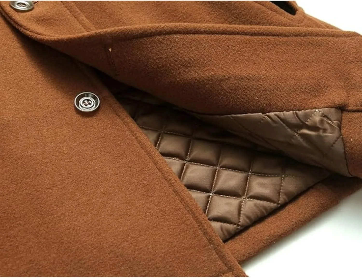 Maiyifu-GJ Men's Mock Neck Wool Blend Peacoat Double Breasted Slim Fit Trench Jackets Fashion Warm Mid Long Overcoat