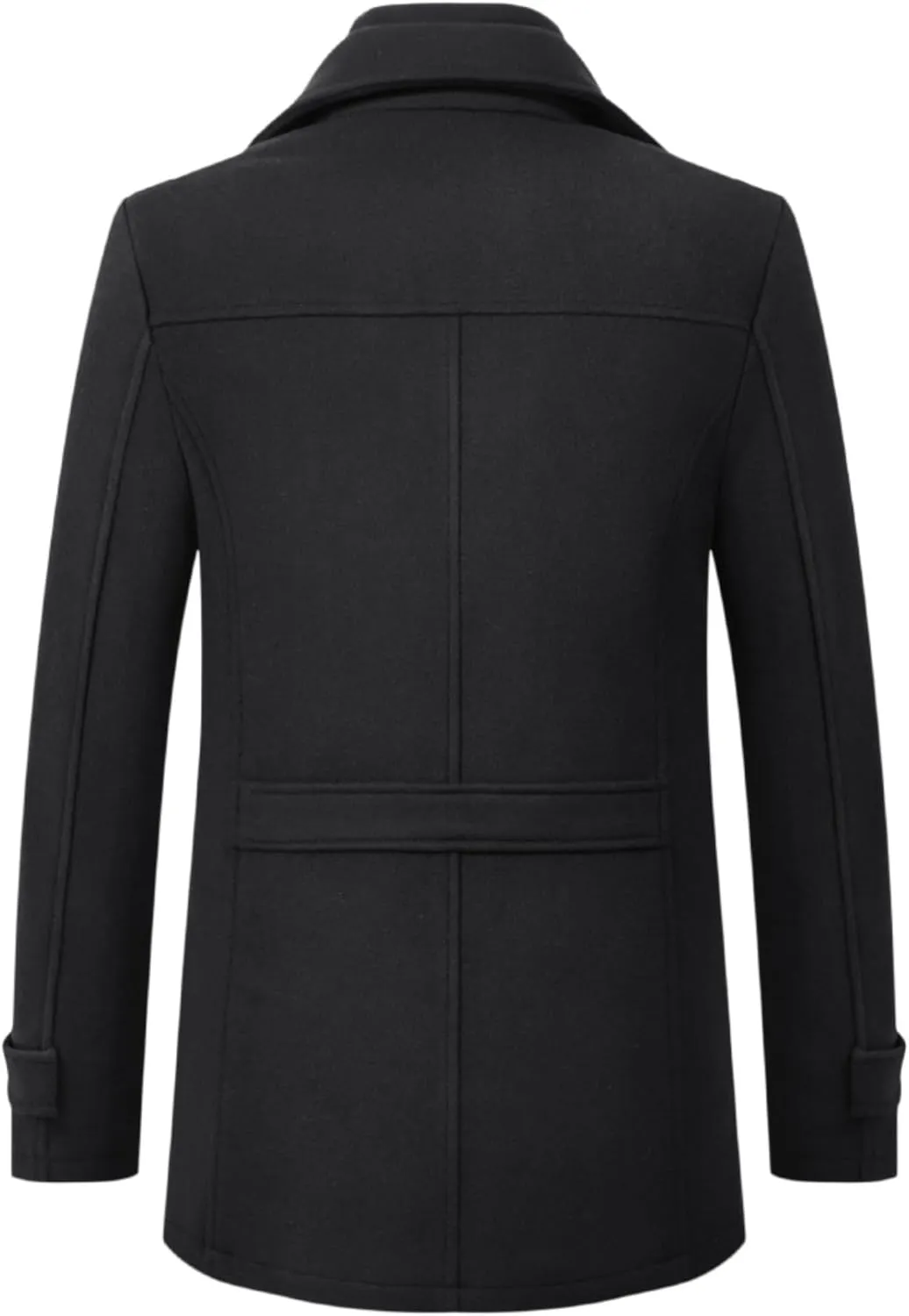 Maiyifu-GJ Men's Mock Neck Wool Blend Peacoat Double Breasted Slim Fit Trench Jackets Fashion Warm Mid Long Overcoat