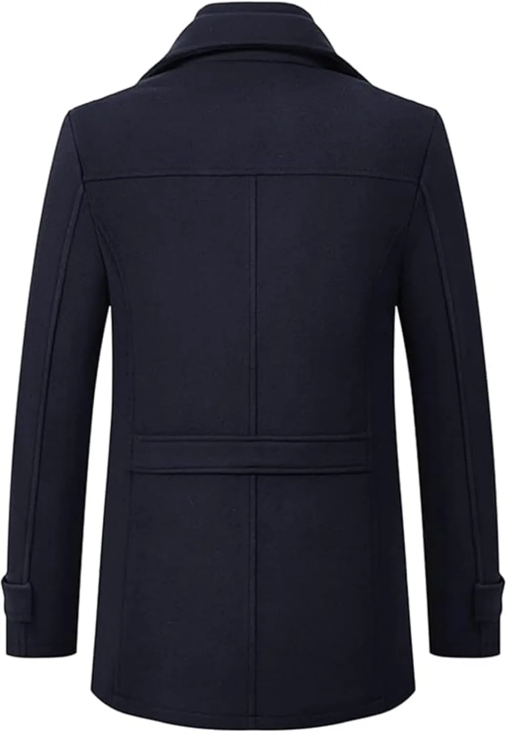 Maiyifu-GJ Men's Mock Neck Wool Blend Peacoat Double Breasted Slim Fit Trench Jackets Fashion Warm Mid Long Overcoat