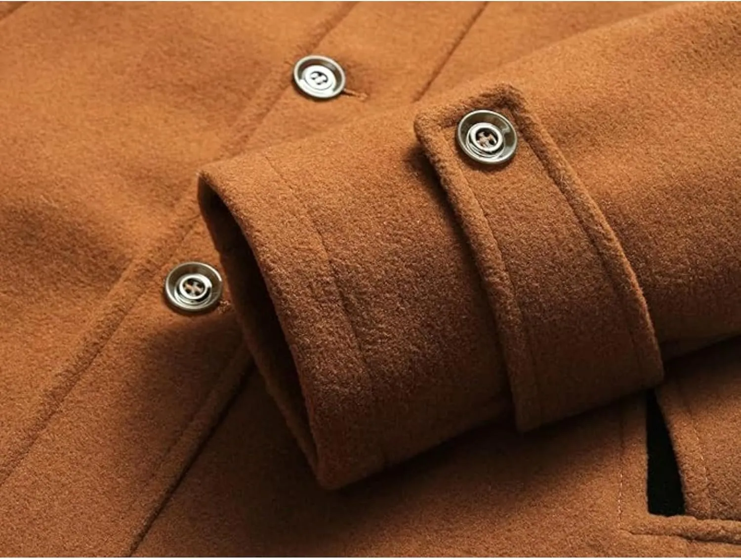 Maiyifu-GJ Men's Mock Neck Wool Blend Peacoat Double Breasted Slim Fit Trench Jackets Fashion Warm Mid Long Overcoat