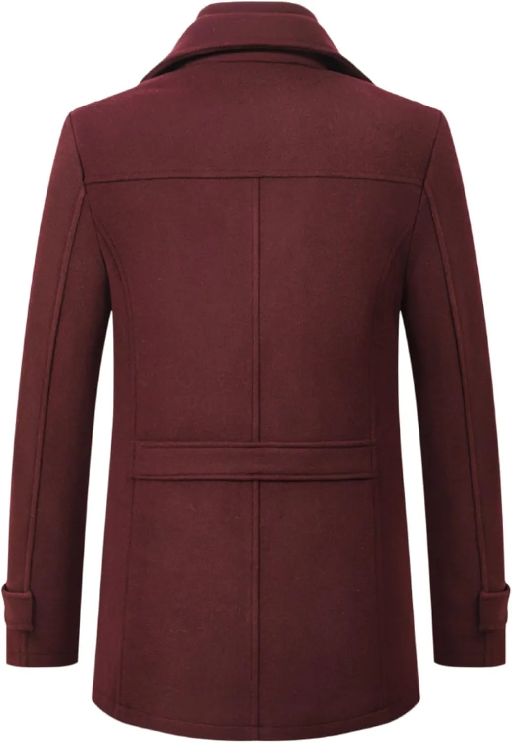 Maiyifu-GJ Men's Mock Neck Wool Blend Peacoat Double Breasted Slim Fit Trench Jackets Fashion Warm Mid Long Overcoat