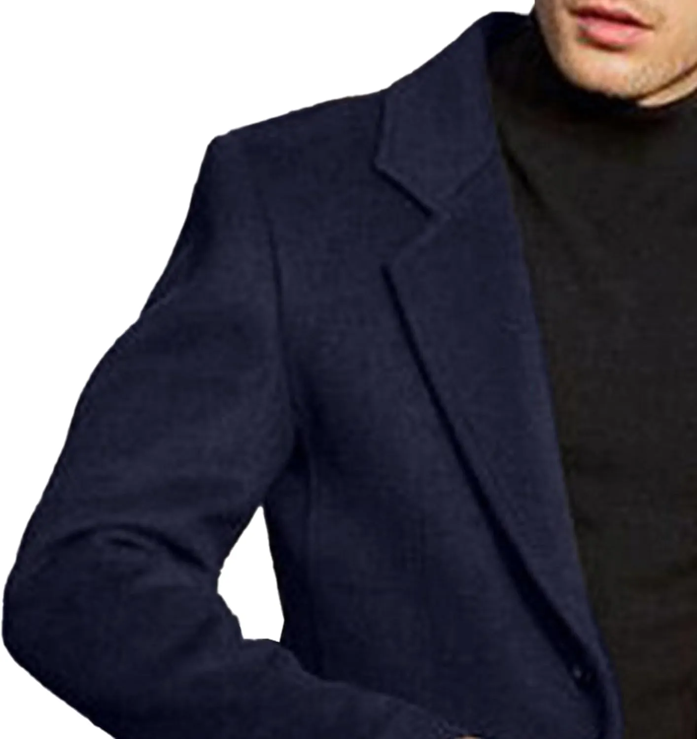 Maiyifu-GJ Men's Single Breasted Wool Blend Pea Coat Winter Thick Slim Fit Trench Coats Long Warm Classic Business Coat