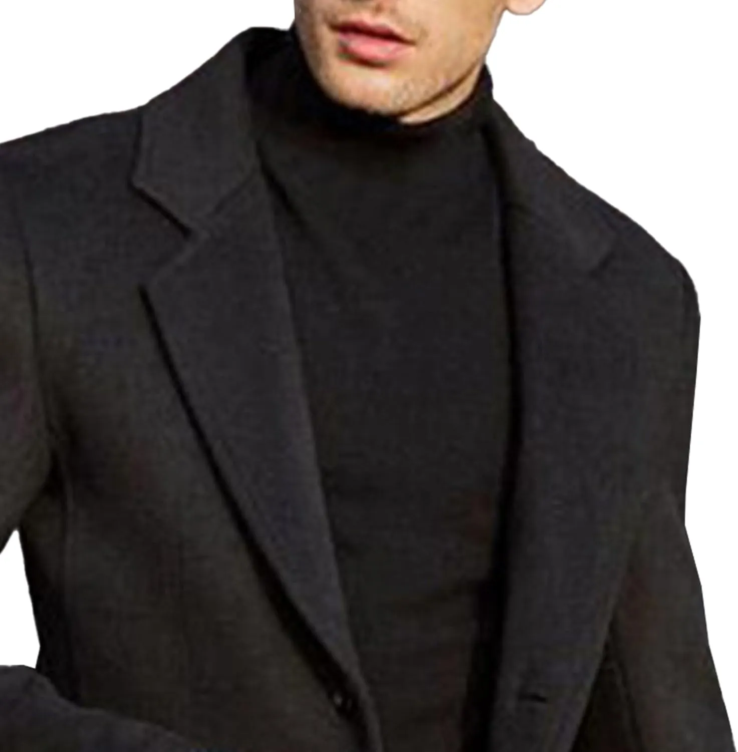 Maiyifu-GJ Men's Single Breasted Wool Blend Pea Coat Winter Thick Slim Fit Trench Coats Long Warm Classic Business Coat