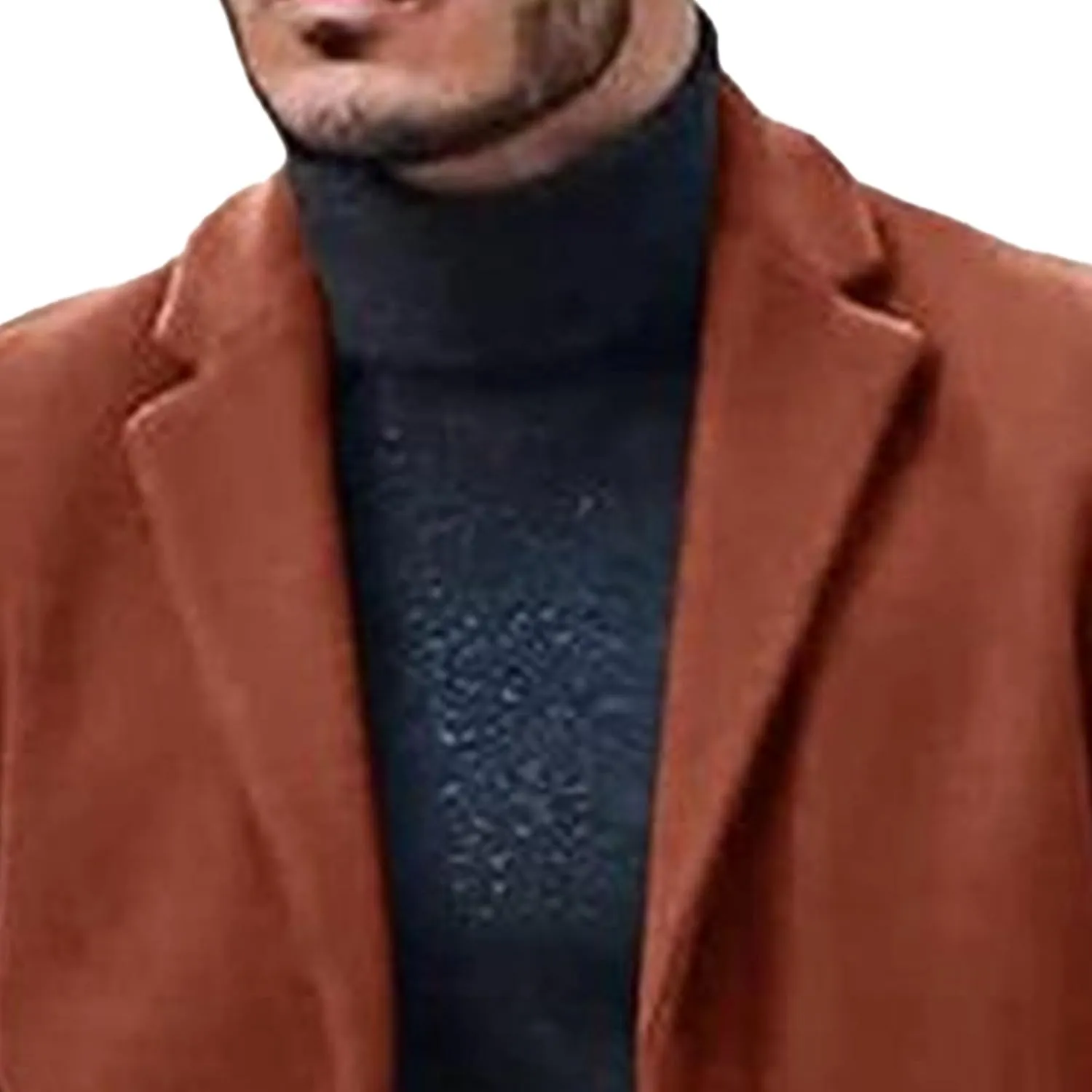 Maiyifu-GJ Men's Thermal Wool Blend Trench Coats Single Breasted Notch Lapel Wool Coat Mid-Length Fashion Peacoat