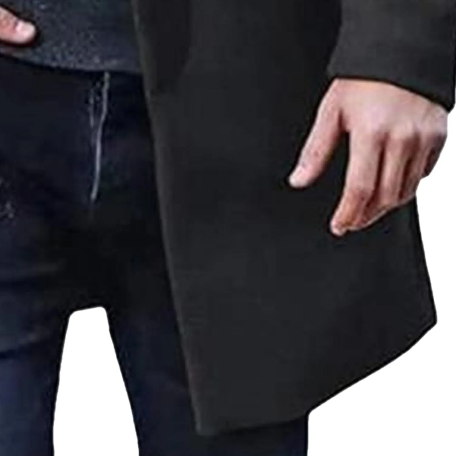 Maiyifu-GJ Men's Thermal Wool Blend Trench Coats Single Breasted Notch Lapel Wool Coat Mid-Length Fashion Peacoat
