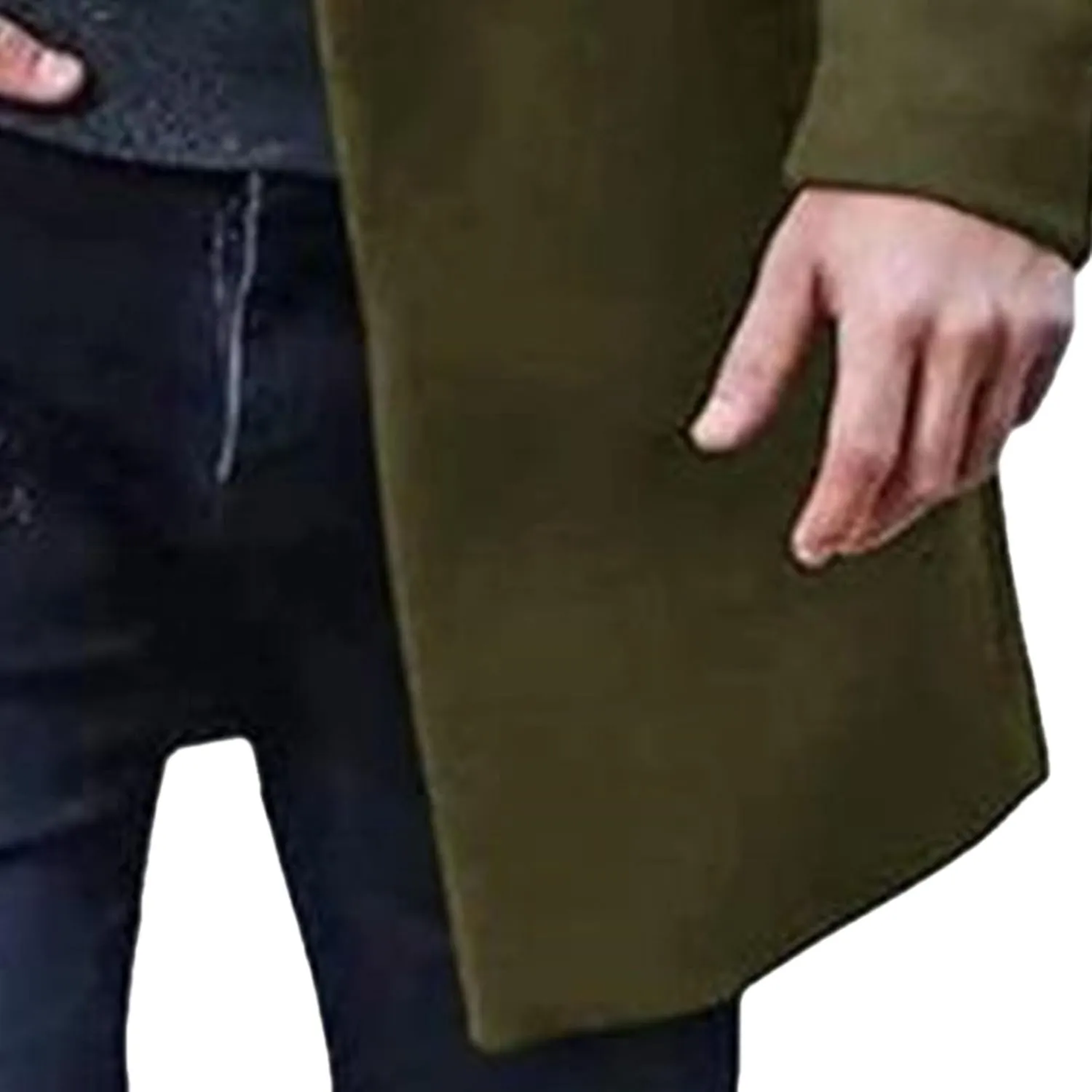 Maiyifu-GJ Men's Thermal Wool Blend Trench Coats Single Breasted Notch Lapel Wool Coat Mid-Length Fashion Peacoat