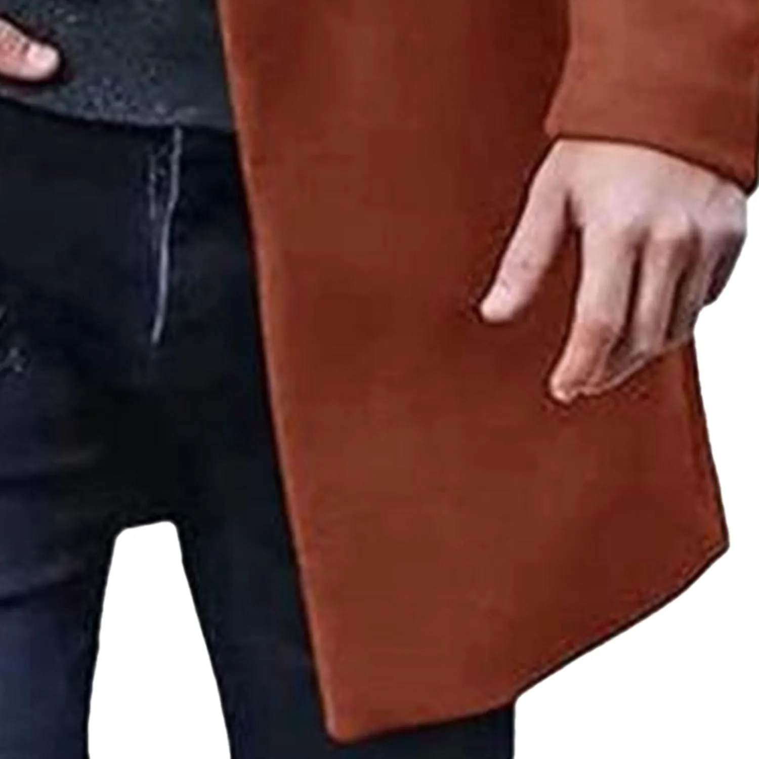 Maiyifu-GJ Men's Thermal Wool Blend Trench Coats Single Breasted Notch Lapel Wool Coat Mid-Length Fashion Peacoat