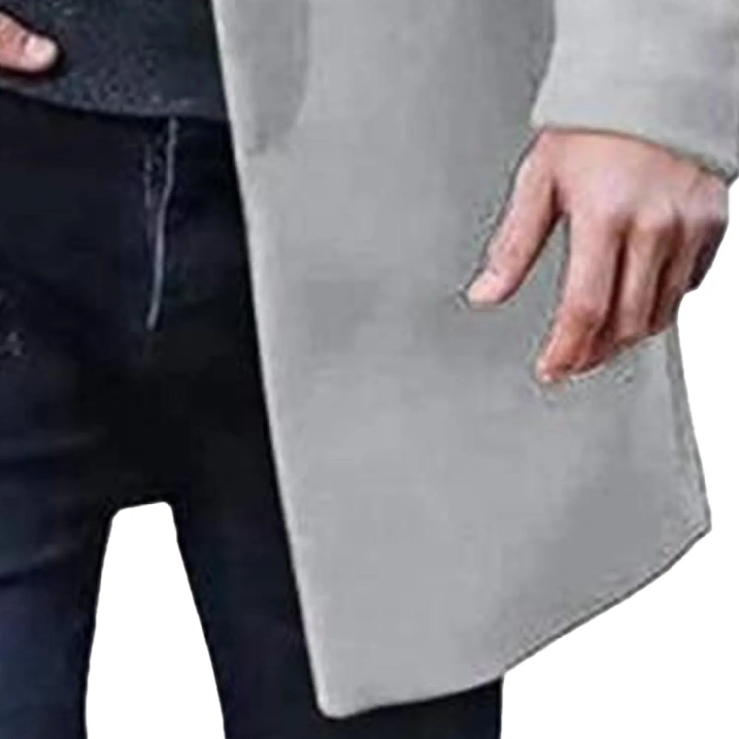 Maiyifu-GJ Men's Thermal Wool Blend Trench Coats Single Breasted Notch Lapel Wool Coat Mid-Length Fashion Peacoat