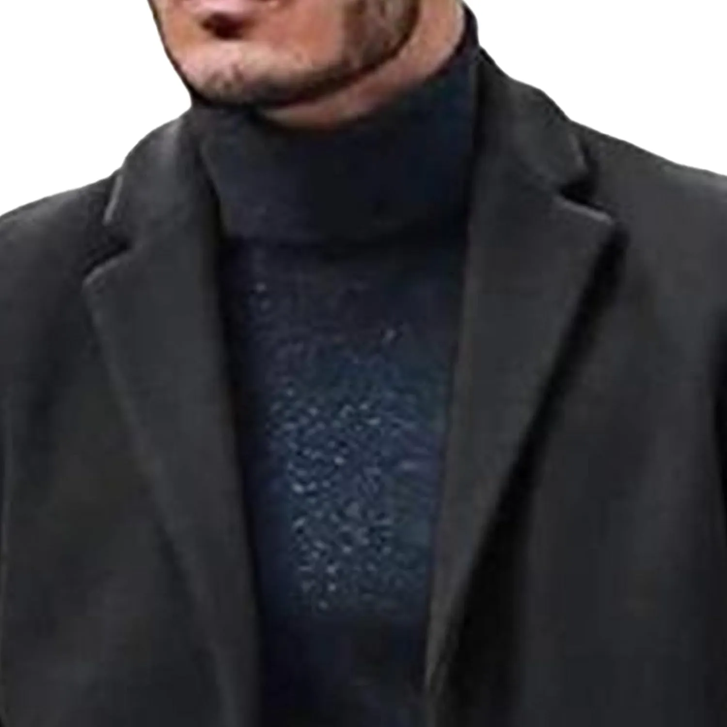 Maiyifu-GJ Men's Thermal Wool Blend Trench Coats Single Breasted Notch Lapel Wool Coat Mid-Length Fashion Peacoat