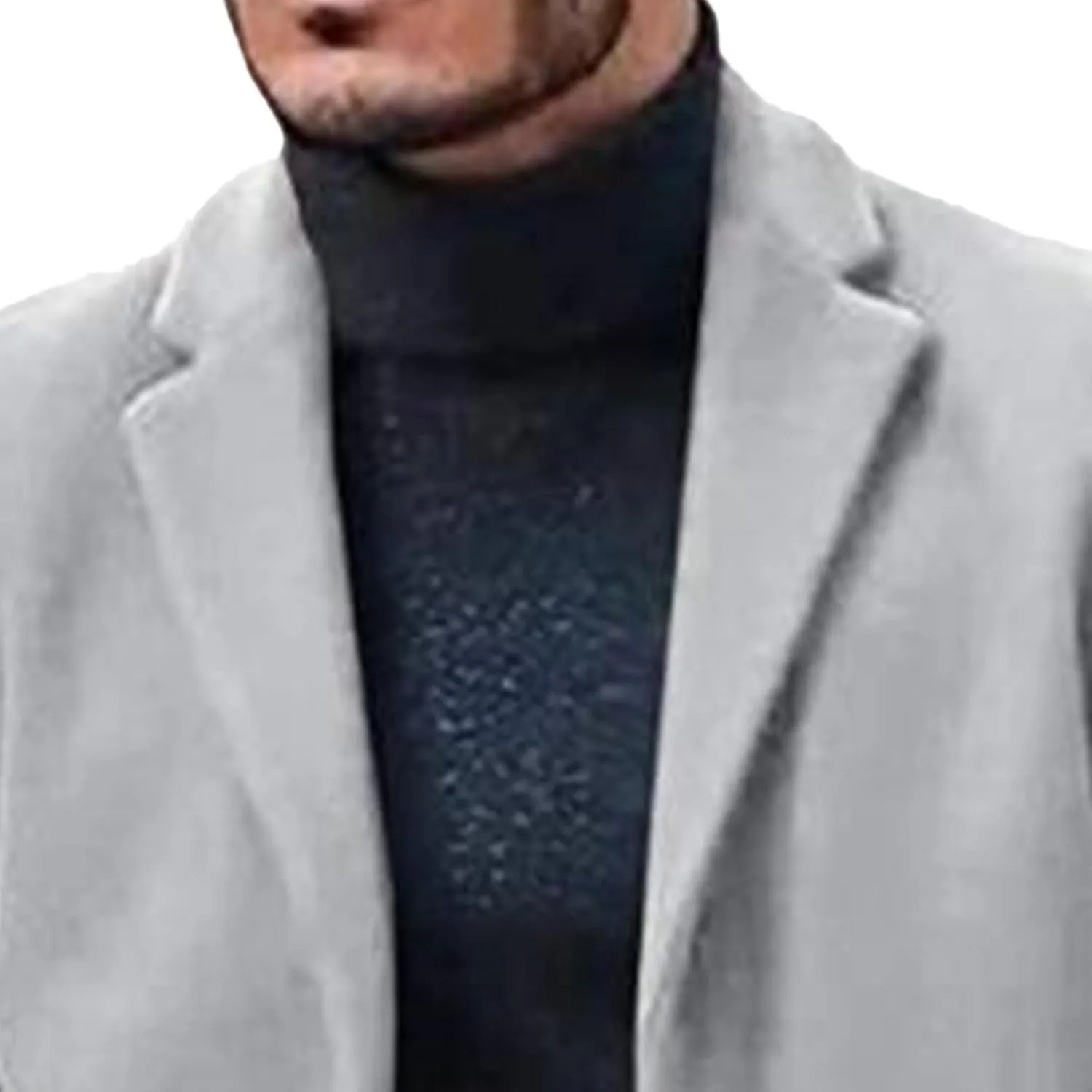 Maiyifu-GJ Men's Thermal Wool Blend Trench Coats Single Breasted Notch Lapel Wool Coat Mid-Length Fashion Peacoat