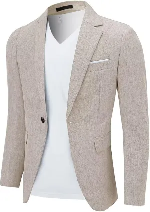 Men Blazer Slim Fit Sport Coat Casual One Button Lightweight Business Suit Jackets
