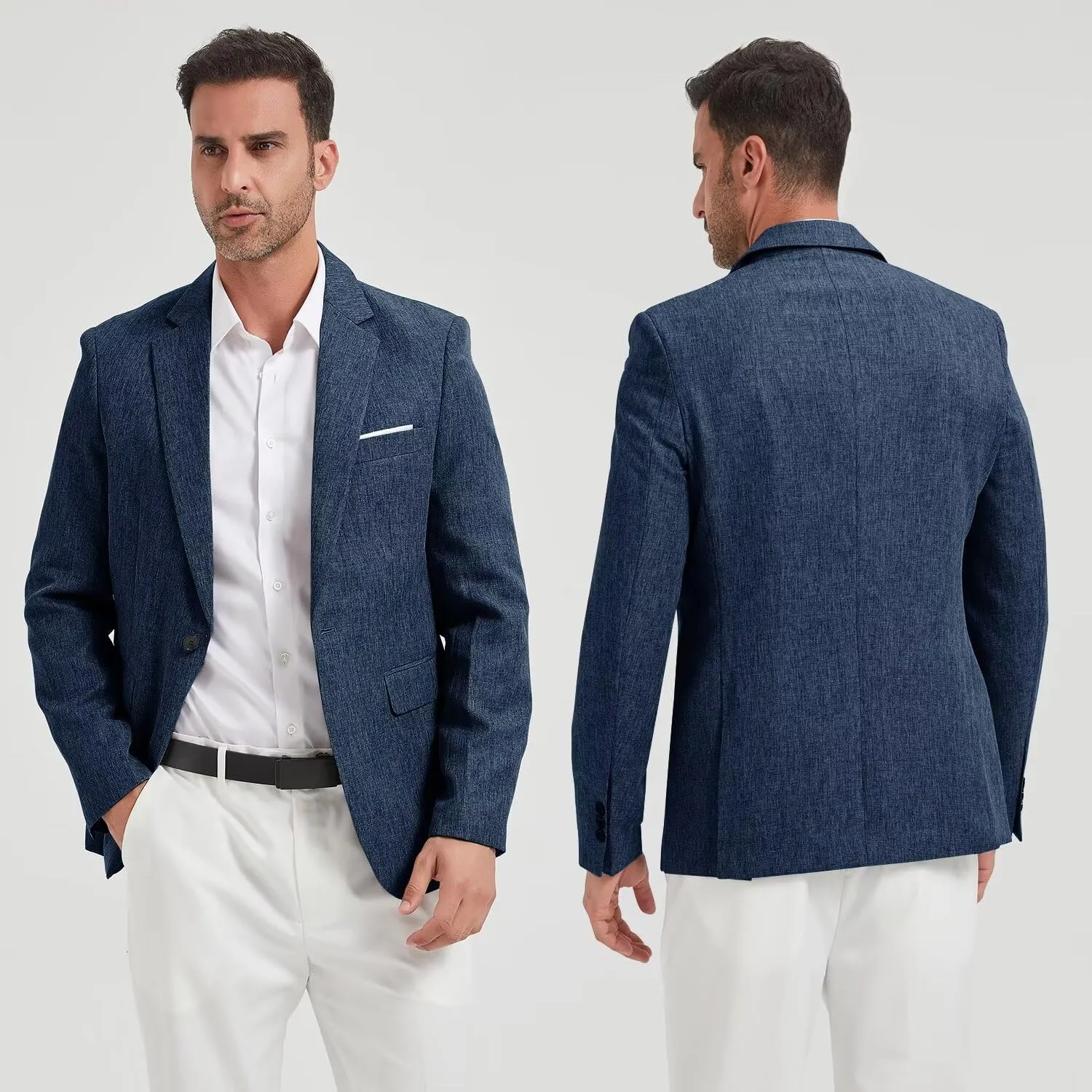 Men Blazer Slim Fit Sport Coat Casual One Button Lightweight Business Suit Jackets