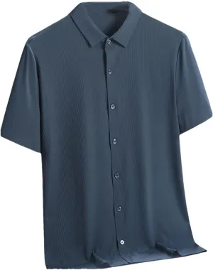 Men Quick Dry Shirts Short Sleeve Breathable Solid Casual Shirt Men Social Blouse
