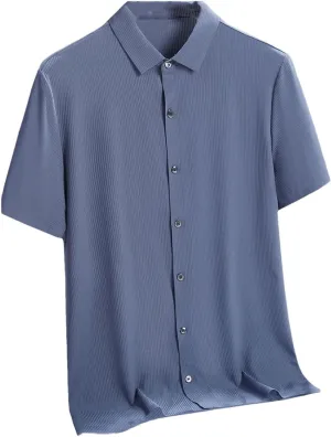 Men Quick Dry Shirts Short Sleeve Breathable Solid Casual Shirt Men Social Blouse